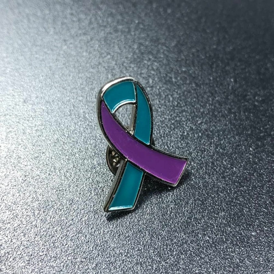 Alodidae Suicide Prevention Awareness Ribbon Pin 25Pcs Purple & Teal Enamel Pins Hot