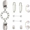 ROPAKED 9Pcs Pearl Waist Brooch Pins Dress Back Clips Waist Cincher Tightening Waistband Cardigan Clip Sweater Shawl Clips Decorated Safety Pins Collar Brooch For Women Girls Clothing Wholesale