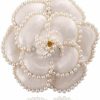 Izpack Pearl Camellia Flower Brooch Pin For Women Girls Wedding Bouquet Party Lapel Jackets Hat Scarfts Corsage Dress Brooches Pins Exquisite Brides Mother Jewelry Gifts New