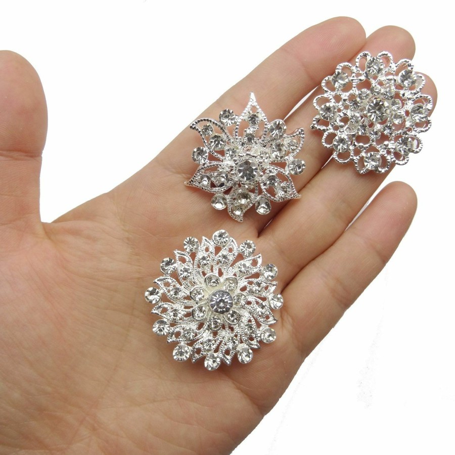 L'VOW L'Vow Silver Crystal Broaches Brooch Pins Wedding Brooches Bouquet Kit Pack Of 25Pcs New