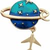 Izpack Blue Earth Planet Brooch Pin Airplane Crescent Moon Cross Stars Space Enamel Corsage Lapel Brooches Pins For Women Girls Clothing Jackets Badges Jewelry Gifts Hot