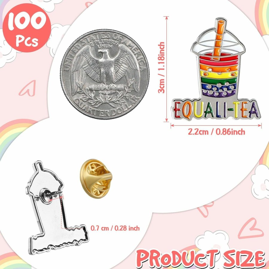 Batiyeer Batiyeer Equalitea Gay Pride Pins Rainbow Boba Milk Tea Lgbtq Pins Buttons Enamel Lapel Pin Brooch For Backpacks Badges Hats Bags Jewelry Pride Month Support Gift Accessories Best