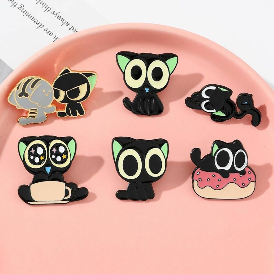 feimeng jewelry Creative Cat Enamel Pins Set - Kawaii Kitten Brooches Metal Badges Accessories For Backpack Hat Bag, Lovely Cats Pin For Friends Family Best