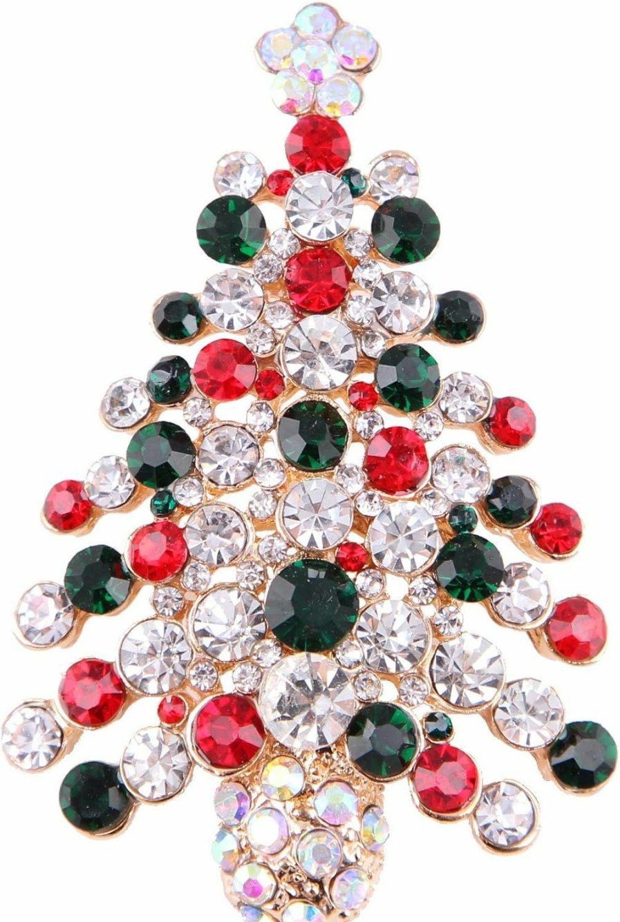 COLORFUL BLING 5 Pcs Multicolor Christmas Tree Brooch Set Crystal Rhinestone Xmas Brooches Pin Tiered Leaf Scarf Scarves Shawl Clip Holiday Jewelry Wedding Party For Women Girl Hot