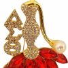 Greekin' It Greekin' It Dst Sorority Paraphernalia Brooch Pin For Women Greek (Sparkling Gold Tone Accessory | Red Rhinestone), Gold,Red Best