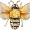 Dtja Rhinestone Bee Brooch Pin For Women Girls Fashion Cute Yellow Black Crystal Honeybee Bumblebee Animal Insect Brooches Lapel Pins Dainty Dress Accessories Wedding Christmas Birthday Jewelry Gift Best