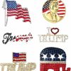 WeimanJewelry Weimanjewelry Lot 6Pcs Enamel Rhinestone Crystal Republican Party Elephant Trump American Flag Political Brooch Pin Set New