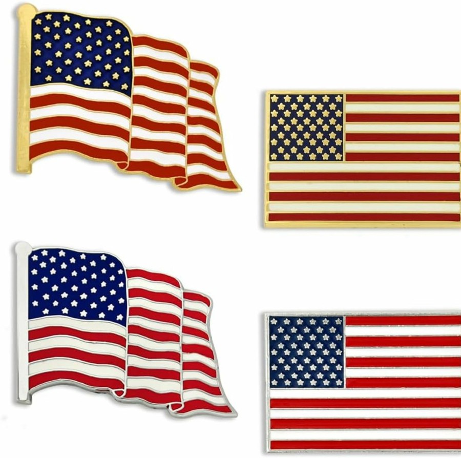 PinMart Pinmart'S 2 Pack Made In The Usa American Flag Enamel Lapel Pins New