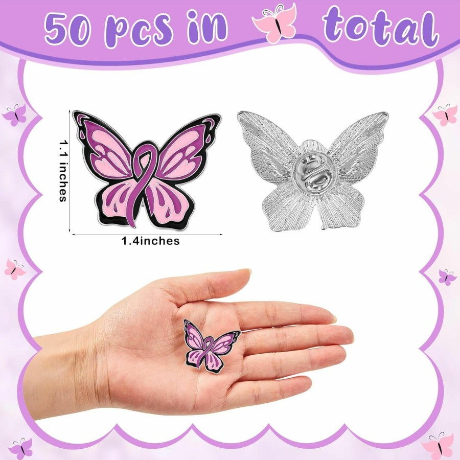 Inbagi Inbagi 50 Pcs Domestic Violence Awareness Lapel Pin Domestic Violence Awareness Badge Peace Survival Purple Ribbon Butterfly Pin Women'S Brooches Pins Survivors Jewelry For Girls Online