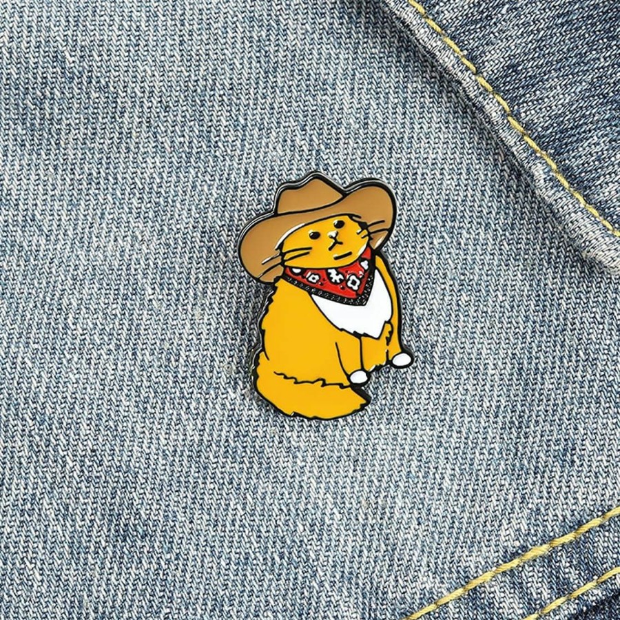 ROSTIVO Rostivo Enamel Pins For Backpacks Orange Cat Lapel Brooches Pin For Men Women Boys And Girls Novelty Pins For Bags Jackets Hats Clearance