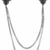 ROFARSO Vintage Elegance: Dual Rhinestone Teardrop Collar Chain Brooch By Rofarso Brooch Pins Clearance