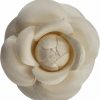 M&S Schmalberg M&S Schmalberg 2.75\" Camellia Silk Fabric Flower Pin Brooch Flower. Ivory/Off-White Camellia Brooch Pin - Hand-Made In New York'S Garment Center (American Made) Clearance