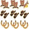 Crowye Crowye 18 Pcs Cowboy Western Lapel Pin For Men Women Western Cowboy And Cowgirl Pin Brown Hat Pins Zinc Alloy Boot Horseshoe Jewelry Decorations For Backpack Party, 3 Styles Wholesale