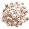 Weiy Weiy Glittering Imitation Pearl Crystal Snowflake Flower Design Brooch Pin Badge Fashionable Charming Dress Scarves Shawl Clip Clothes Bags Decoration Jewelry Gift For Women Girls New