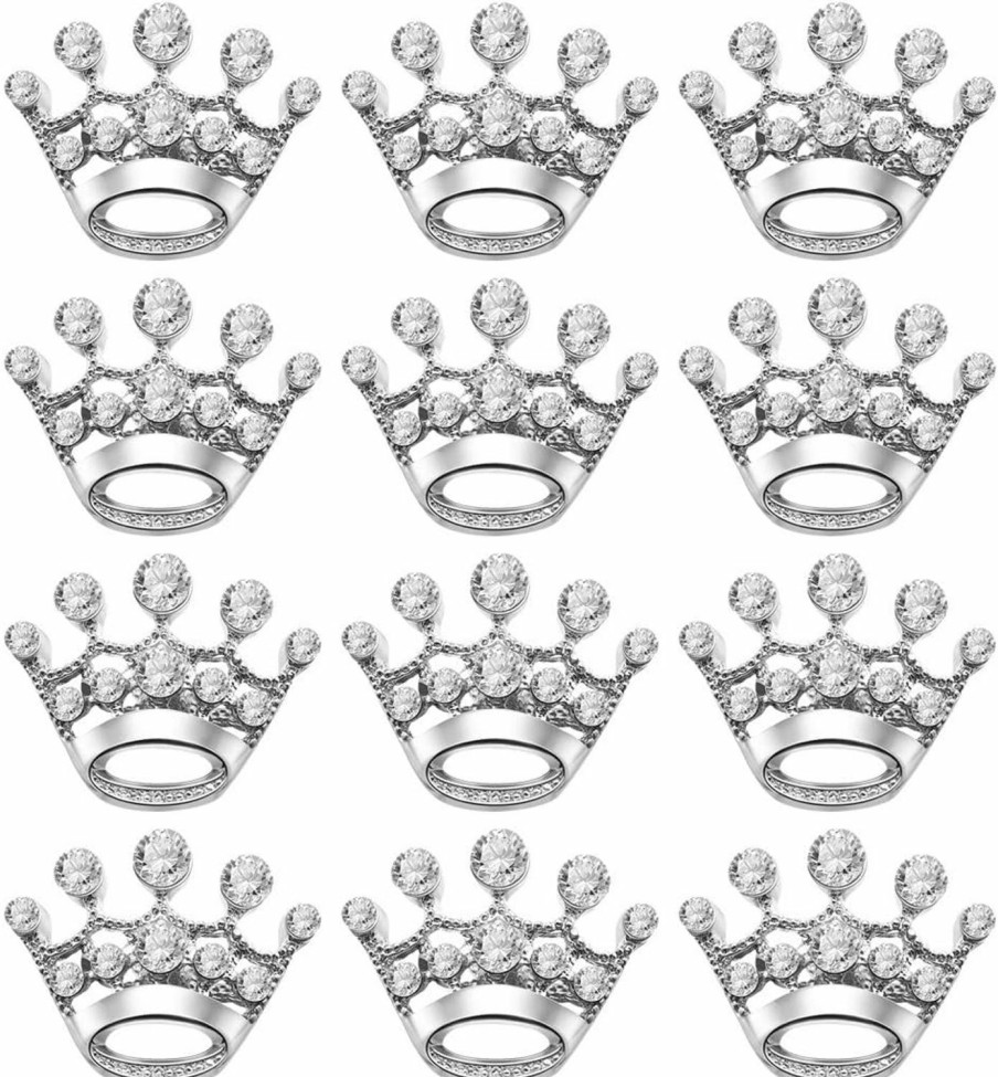 TINKSKY Tinksky 12Pcs Fashion Diamante Wedding Party Pageant Tiara Crown Corsage Brooch Pin For Wedding Valentine'S Day Gift Diy (Silver) Wholesale