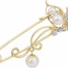 YYBONNIE Obonnie Crystal Butterfly Safety Pin Brooch With Pearl Pendant Cardigan Hat Scarf Flower Pins Jewelry Hot