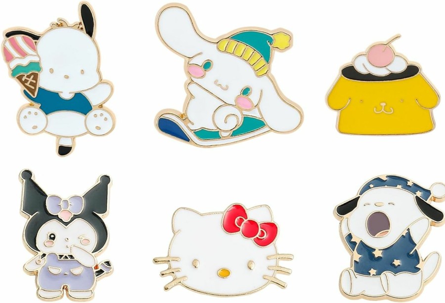 JieJiefa Jiejiefa 6 Pcs Anime Brooch Pins Adorable Kitty Enamel Pins For Backpacks Clothing Jackets Hats Kawaii Cartoon Cat And Dog Decoration Gifts Best