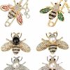 Tichso 6Pcs Honeybee Bee Brooch Pins For Women Fashion Set Rhinestone Brooches Elegant Personality Brooch Pins Women'S Brooches Best