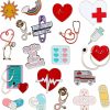 peony man 20 Pieces Nurse Enamel Pins Cute Brooch Pins Inspirational Cartoon Lapel Pins Badges Doctor Enamel Pin With Storage Bag For Nurses' Day Christmas Gifts Hat Jacket Bag Decor Hot