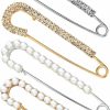 Boao Women Brooch Pins Sweater Shawl Clips Faux Crystal Pearl Brooches Safety Pins Dress Shirt Clips For Women Gold Silver (4 Pieces) Online