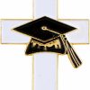 Needzo Graduation Cross Lapel Pin, Inspirational Gifts For 2024 Graduates, Grad Cap And White Enamel Details, 1 Inch Wholesale