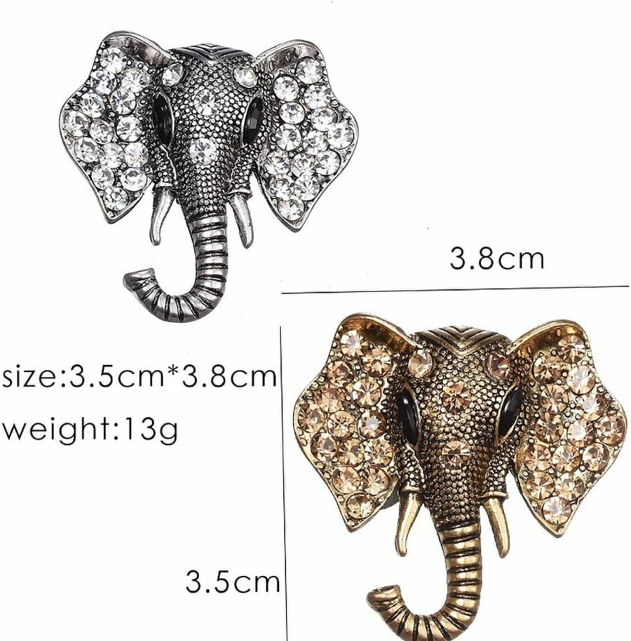 MOOOK25JEWELRY 2 Pcs Elephant Animal Brooch Pins Set For Women Crystal Elephant Corsage Vintage Brooch Pin Jewelry For Uni New