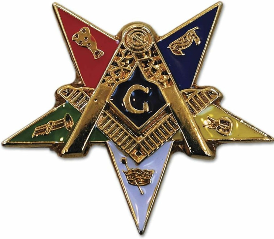 The Masonic Exchange Order Of The Eastern Star Patron Masonic Lapel Pin - [Gold & Blue][1'' Tall] Online