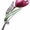 AILUOR Elegant Enamel Tulip Flower Brooch Pin, Ailuor Fashion Opal Crystal Rhinestone Flower Corsage Scarf Pins Jewelry Accessories Clothing Bouquet Brooches For Bridal Women Girl Wedding Costume (Purple) Online