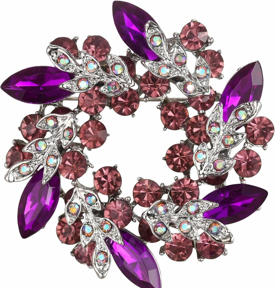 EVER FAITH Ever Faith Austrian Crystal Wedding Flower Wreath Brooch Pin Clearance