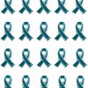 Mzztino Teal Ribbon Awareness Pin 20 Pcs Cervical Ovarian Cancer Awareness Brooch Hope Enamel Lapel Pins Best