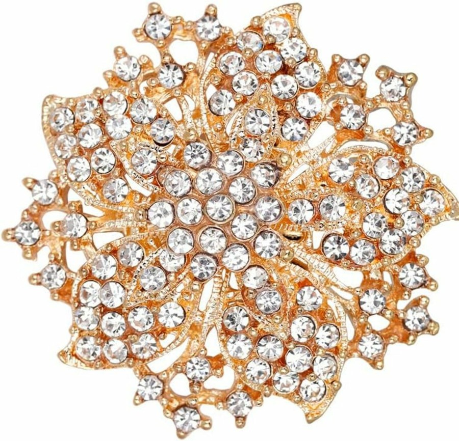 Ezing Ezing Fashion Jewelry Beautiful Silver Plated Rhinestone Crystal Brooch Pin For Woman Wholesale