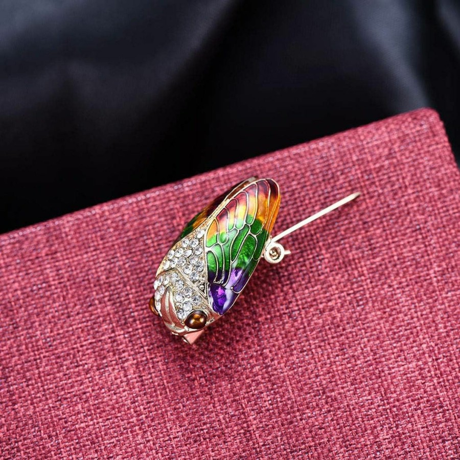 Comelyjewel Comelyjewel Cicada Brooch Insects Rhinestone Fashion Charms Jewelry Badge Banquet Scarf Pins Wholesale