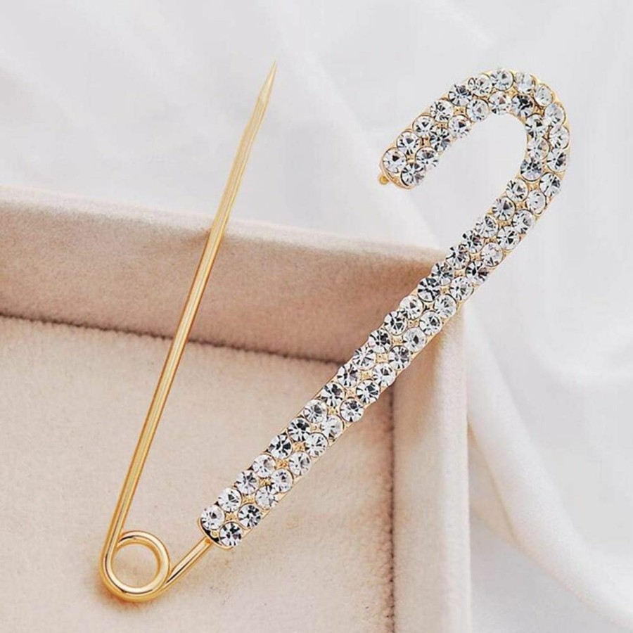 Luckudos Gold Silver Big Safety Pin Brooch For Sweater Shawl Clips Jewelry Collar Brooch Pin For Women Girl Hot