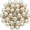 COLORFUL BLING Elegant Imitation Pearl Floral Crystal Brooch Pin For Wedding Bridal Fashion Jewelry Hot