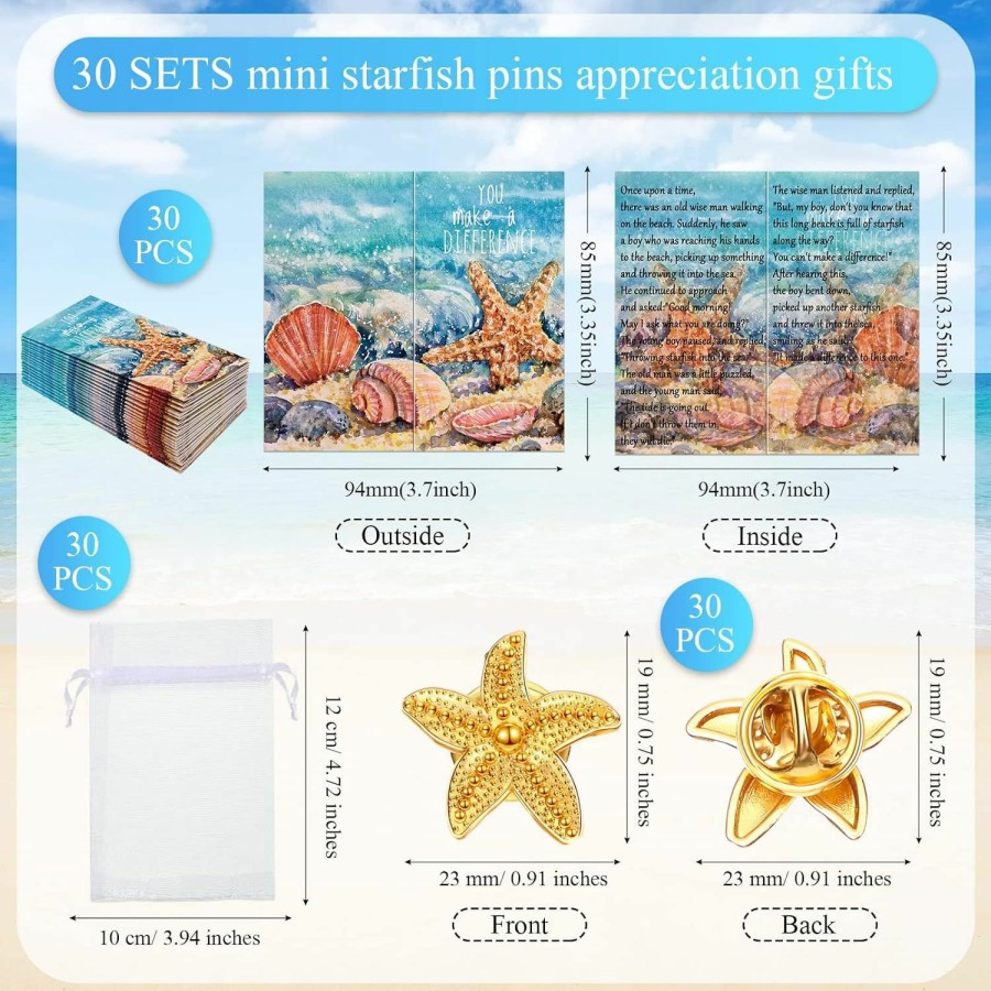 Unittype Unittype Employee Appreciation Gifts Starfish Story Keepsakes Starfish Lapel Pin Appreciation Cards Organza Bags You Make A Difference For Volunteers Staff Teacher Hot