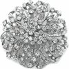 HYXITVCG 1Pcs Crystal Rhinestone Brooch For Women, Silver Twisted Petals Flower Brooch Pins, Womens Jewelry Bride Gifts, Costume Accessories For Wedding Engagement Birthday Hot