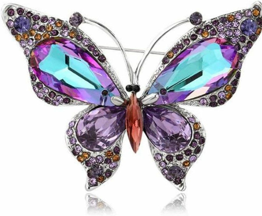 QUREZA Crystal Rhinestone Butterfly Brooch Pin Butterfly Brooches For For Women Girls Wedding/Banquet/Birthday Party New