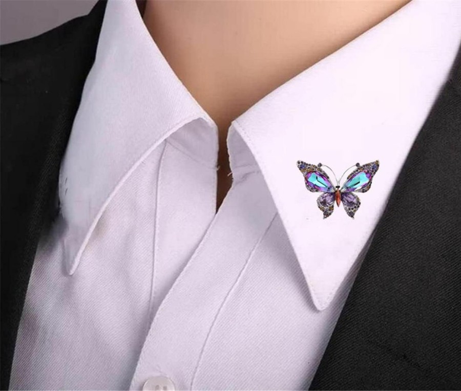 QUREZA Crystal Rhinestone Butterfly Brooch Pin Butterfly Brooches For For Women Girls Wedding/Banquet/Birthday Party New