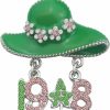 Scwasen Sorority Paraphernalia Gift Greek Sorority Jewelry Pink And Green Brooch Pin For Women Girls Leaf Pedant Jewelry Sisterhood Graduation Gift Clearance