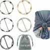 ATCYMI 5Pcs Silk Scarf Ring Clip T-Shirt Tie Clips For Women Fashion Metal Round Circle Clip Buckle Clothing Ring Wrap Holder With 1 Storage Bag Best