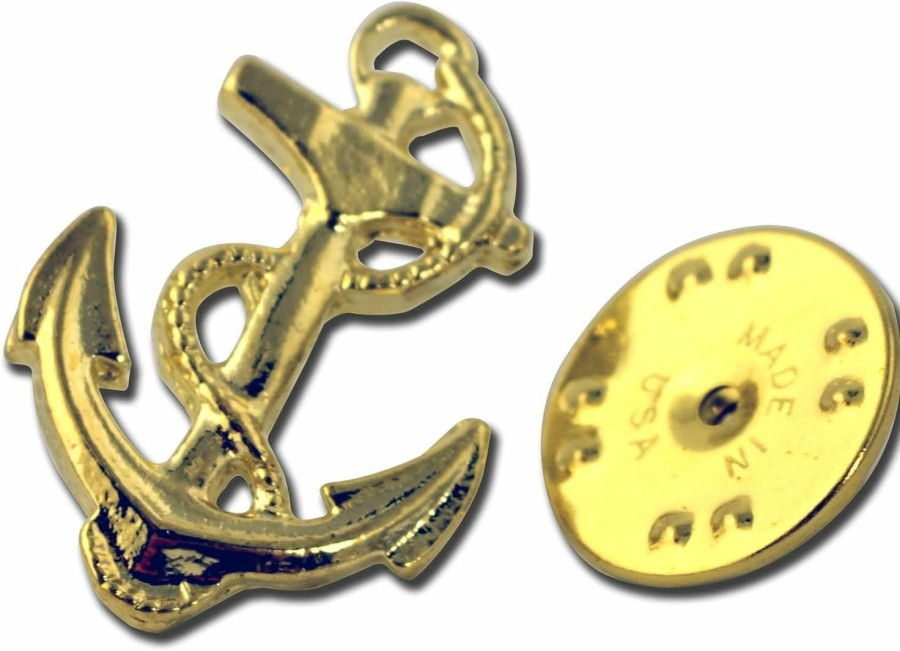 STOCKPINS Anchor Brooch Lapel Pin - Gold Anchor Jewelry Commonly Worn By Us Navy Chief, Marines, Coast Guard By Stockpins Clearance