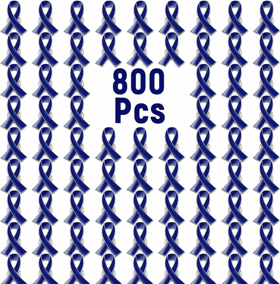 Retrowavy 800 Pcs Colon Cancer Awareness Lapel Pins Bulk Blue Ribbon Pin Child Abuse Pins Brooch Badge Colon Cancer Giveway Items Favors Fundraiser Items Gifts For Awareness Campaigns Event Clearance