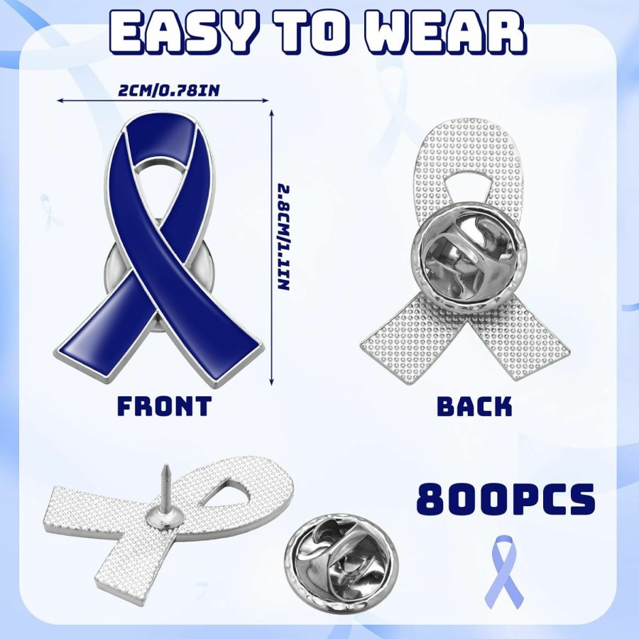 Retrowavy 800 Pcs Colon Cancer Awareness Lapel Pins Bulk Blue Ribbon Pin Child Abuse Pins Brooch Badge Colon Cancer Giveway Items Favors Fundraiser Items Gifts For Awareness Campaigns Event Clearance