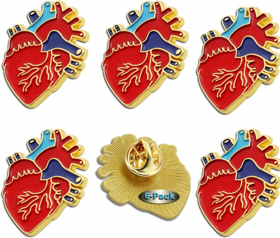 MIDLE 6/12/50/100 Pcs Red Realistic Anatomical Heart Enamel Lapel Pin Multi -Purpose Hot