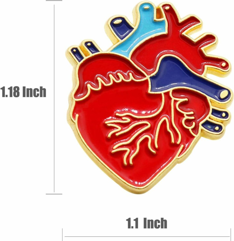 MIDLE 6/12/50/100 Pcs Red Realistic Anatomical Heart Enamel Lapel Pin Multi -Purpose Hot