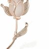 QUREZA Rose Flower Brooch Elegant Shining Crystal Flower Brooches Opal Stone Rhinestone Lapel Pin For Wedding Bouquet Christmas Party Valentine'S Day Gift For Women Girls Online