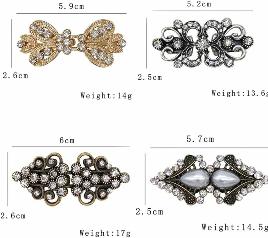 Chamvino Chamvino 3Pcs Women'S Vintage Diamond Cardigan Collar Clip Shawl Cape Buckle Can Be Used As Dress Tightening Clip Sweater Accessories Hot