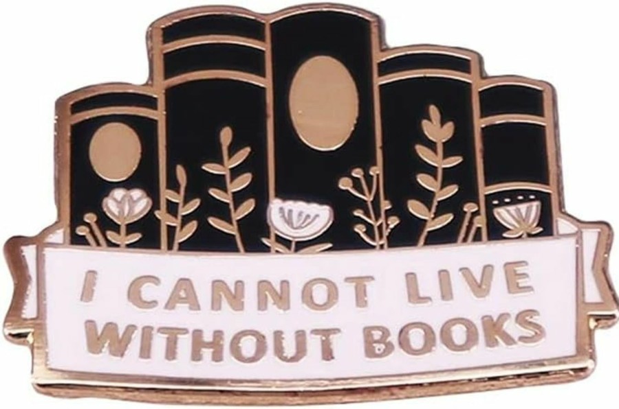 KUPOOL Kupool I Cannot Live Without Books Metal Enamel Pin Fashion Cartoon Brooch Books Lovers Hard Enamel Lapel Badge Accessorie For Hot