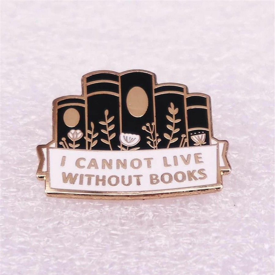 KUPOOL Kupool I Cannot Live Without Books Metal Enamel Pin Fashion Cartoon Brooch Books Lovers Hard Enamel Lapel Badge Accessorie For Hot