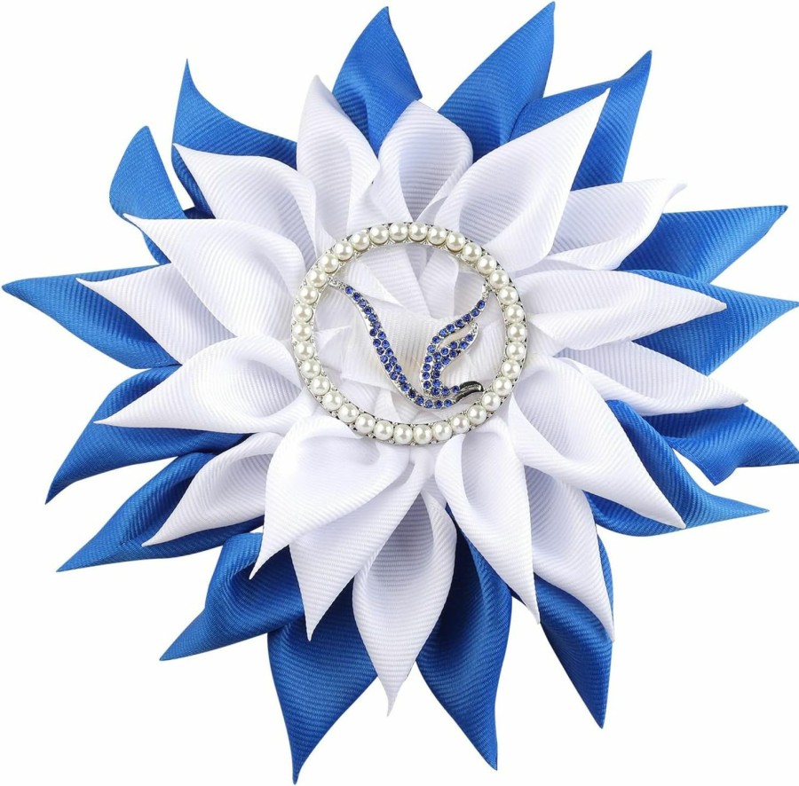 CENWA Cenwa Blue And White Shoulder Flower Brooch Rhinestone Dove Brooch Pin 1920 Greek Sorority Jewelry Gift Online